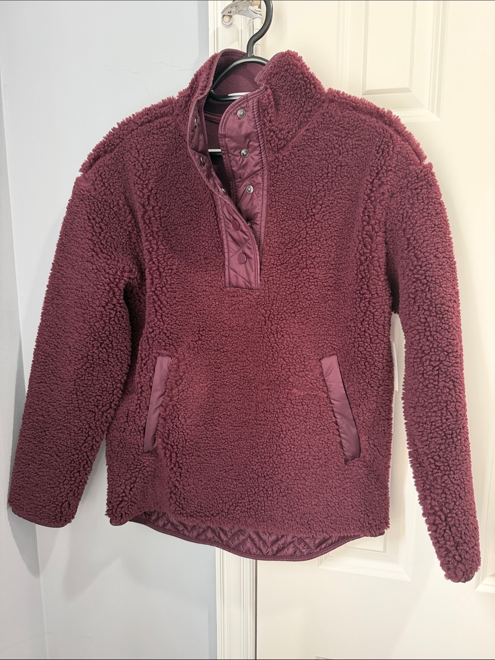 Athleta Maroon Sherpa Snap-Front Pullover Jacket